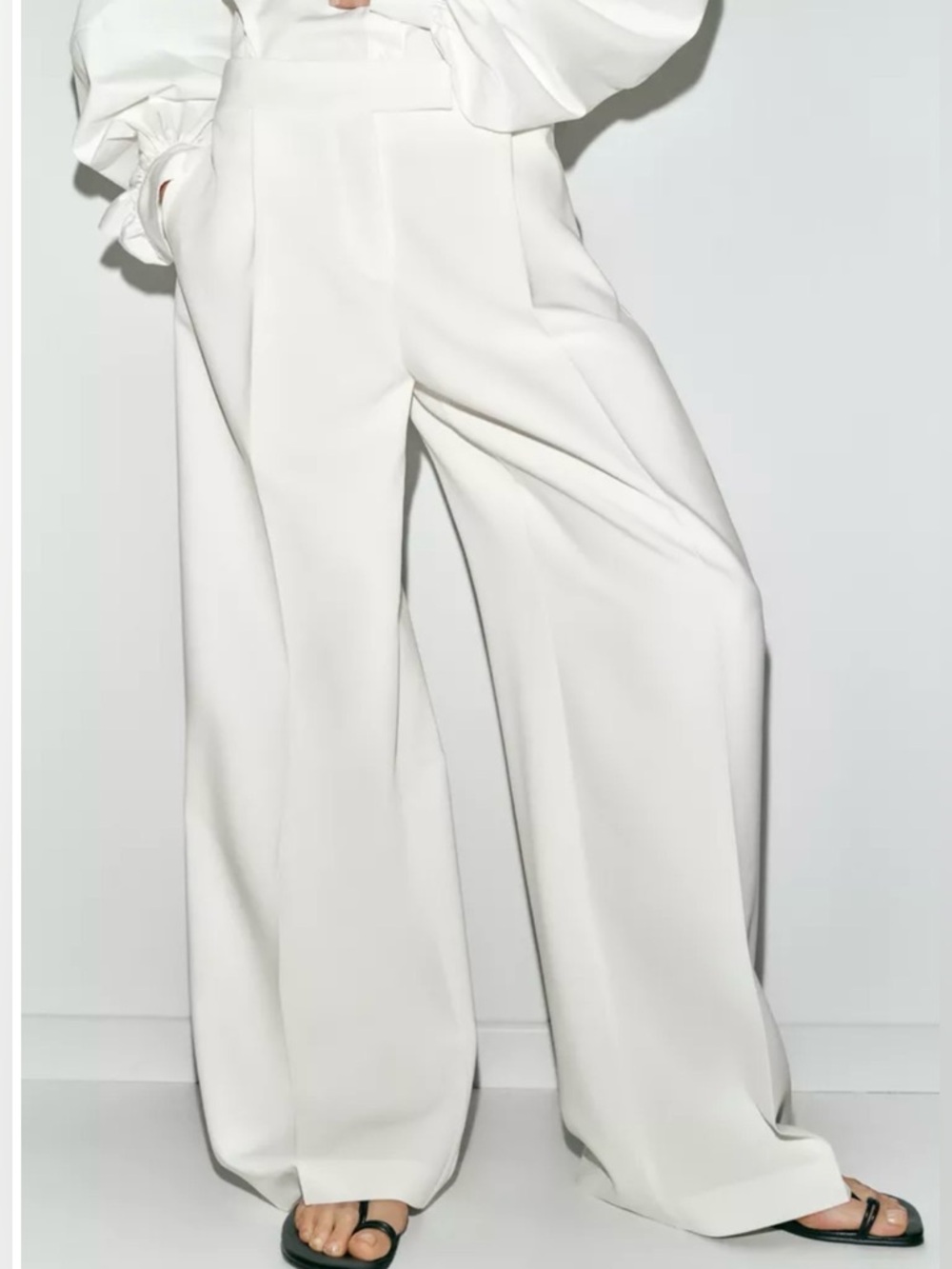 Zara Wide-Leg High-Waist Women’s Pants - White